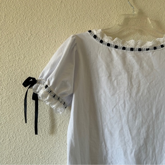 Little For Big One Piece Bodysuit Women’s Large White Black Coquette Cutesy Role - Picture 11 of 13